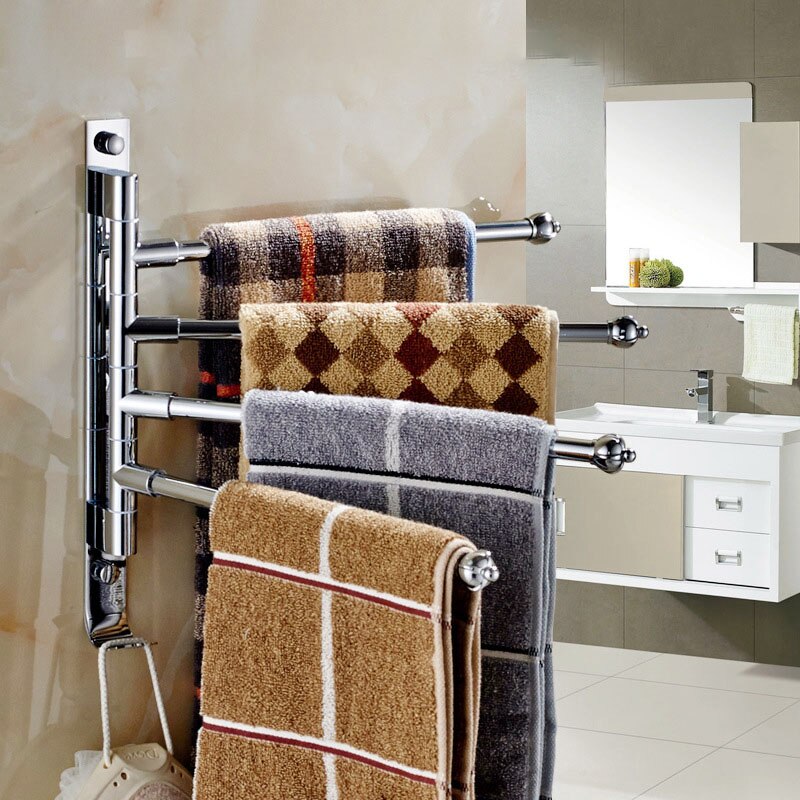 Bathroom Organizer Stainless Steel Container Shelf 360 Degree Rotation Towel Storae Rack Upscale Towel Rack