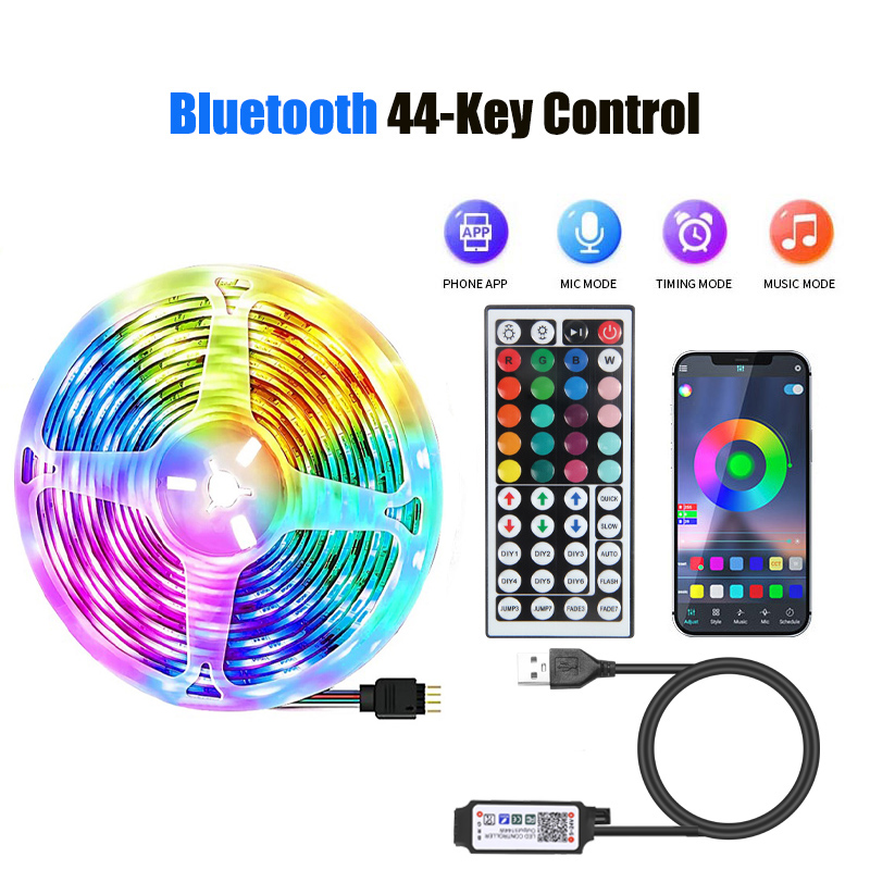 USB 1-30M LED Light Strip RGB 5050 Bluetooth APP Control Luces Led Color Change Lighting Music Sync for Party PC Living Room: Emitting Color8 / 9m