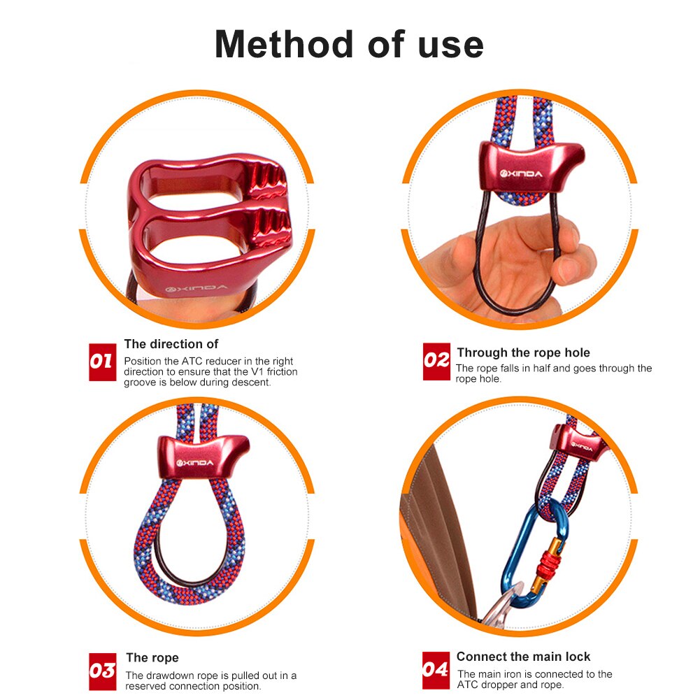 Rappel ATC Belay Device Descender Outdoor Camping Hiking Rock Climbing Equipment Travelling Easy Carrying Portable Parts