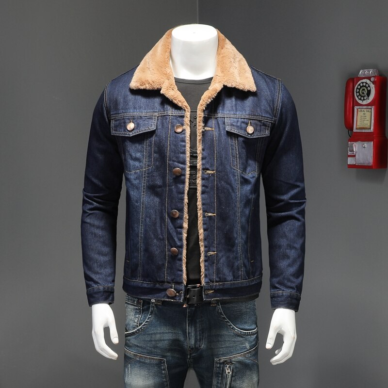 2020 Degli Uomini di inverno Giacca di Jeans Moda Uomo Casual Jeans Giacca Uomo Caldo di Spessore Denim Cappotto Maschio Collo di Pelliccia Bomber Cappotti tuta sportiva