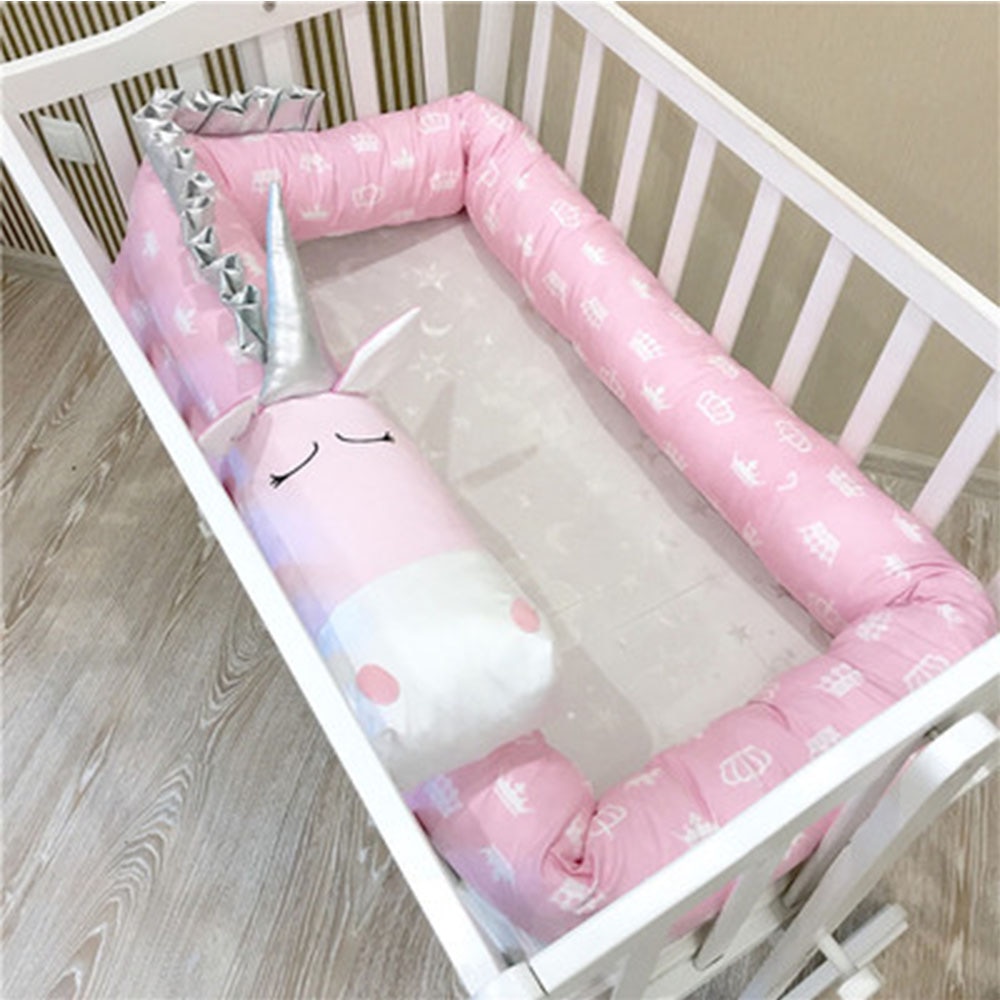 Baby Crib Bumper Pasgeboren Baby Beddengoed Cartoon Eenhoorn Kussen Zuigeling Wieg Kids Bed Hek Baby Decoratie Kamer Vangrail Voor Bed