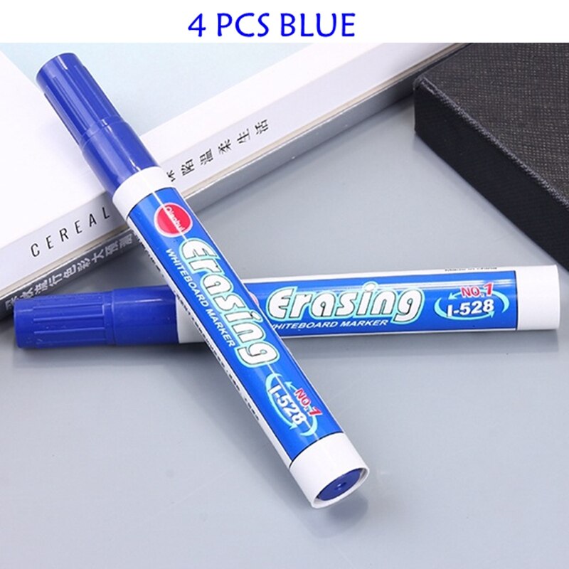 4Pcs Veel Vier Kleur Whiteboard Marker White Board Marker Milieuvriendelijk Marker Kantoor Schoolbenodigdheden Zwart Rood Blauw Groen: 4 pcs Blue Pen