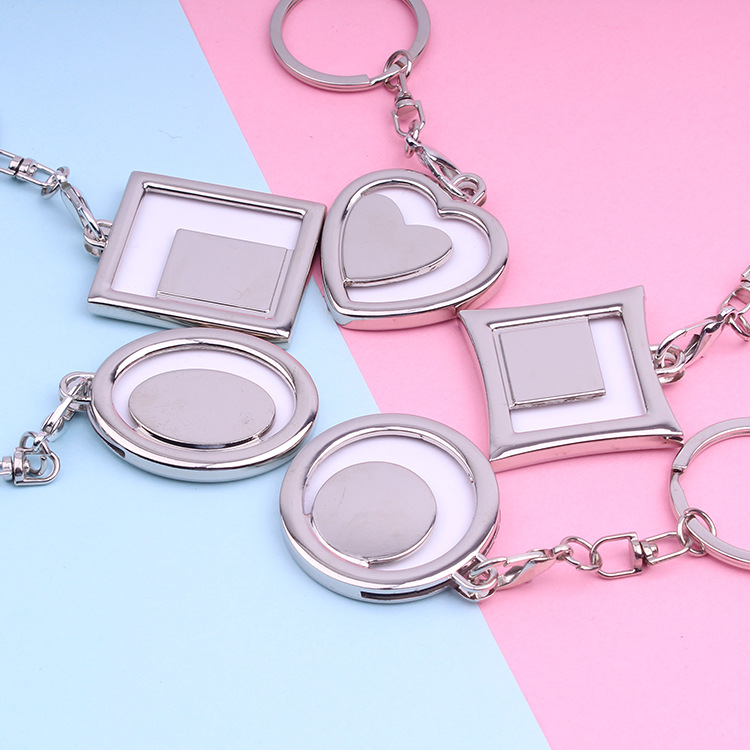 1 stks blanco fotolijst sleutelhanger cadeau autosleutelhangers hangers metalen sieraden sleutelhangers voor mannen en vrouwen