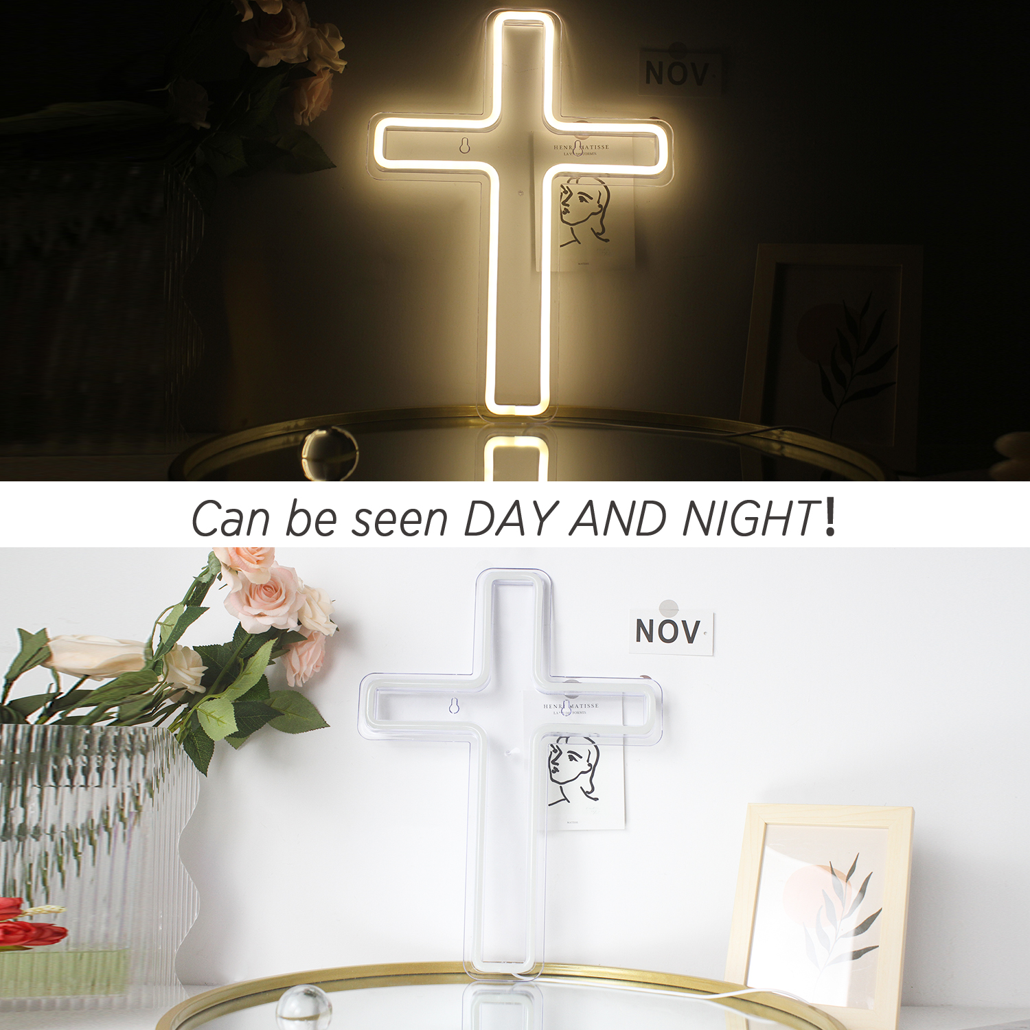 Wanxing-señal de neón LED en forma de cruz, USB con interruptor, lámpara colgante de arte de pared para vacaciones, Bar, boda, , Club, decoración de la habitación del hogar