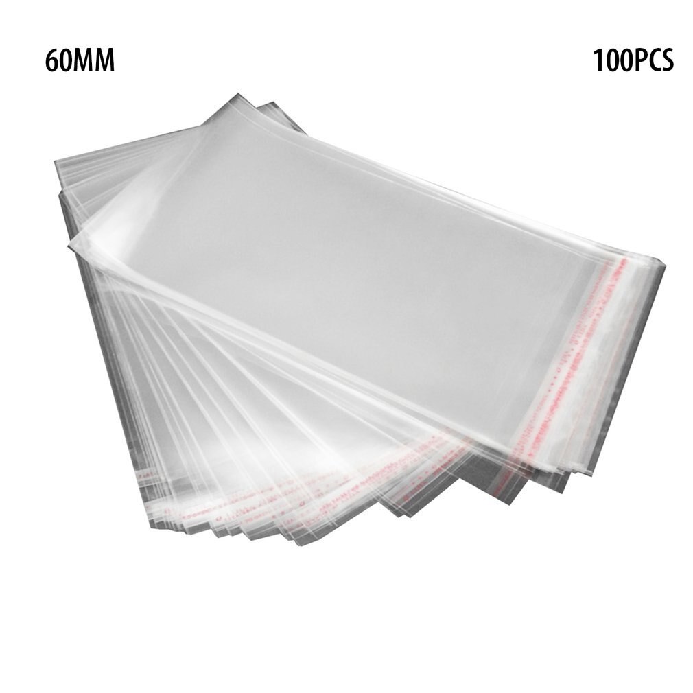 100pcs Transparent Self-adhesive Small Cello Self Sealing Bags package Thick Clear Cellophane OPP Plastic poly Bags: 6x20cm