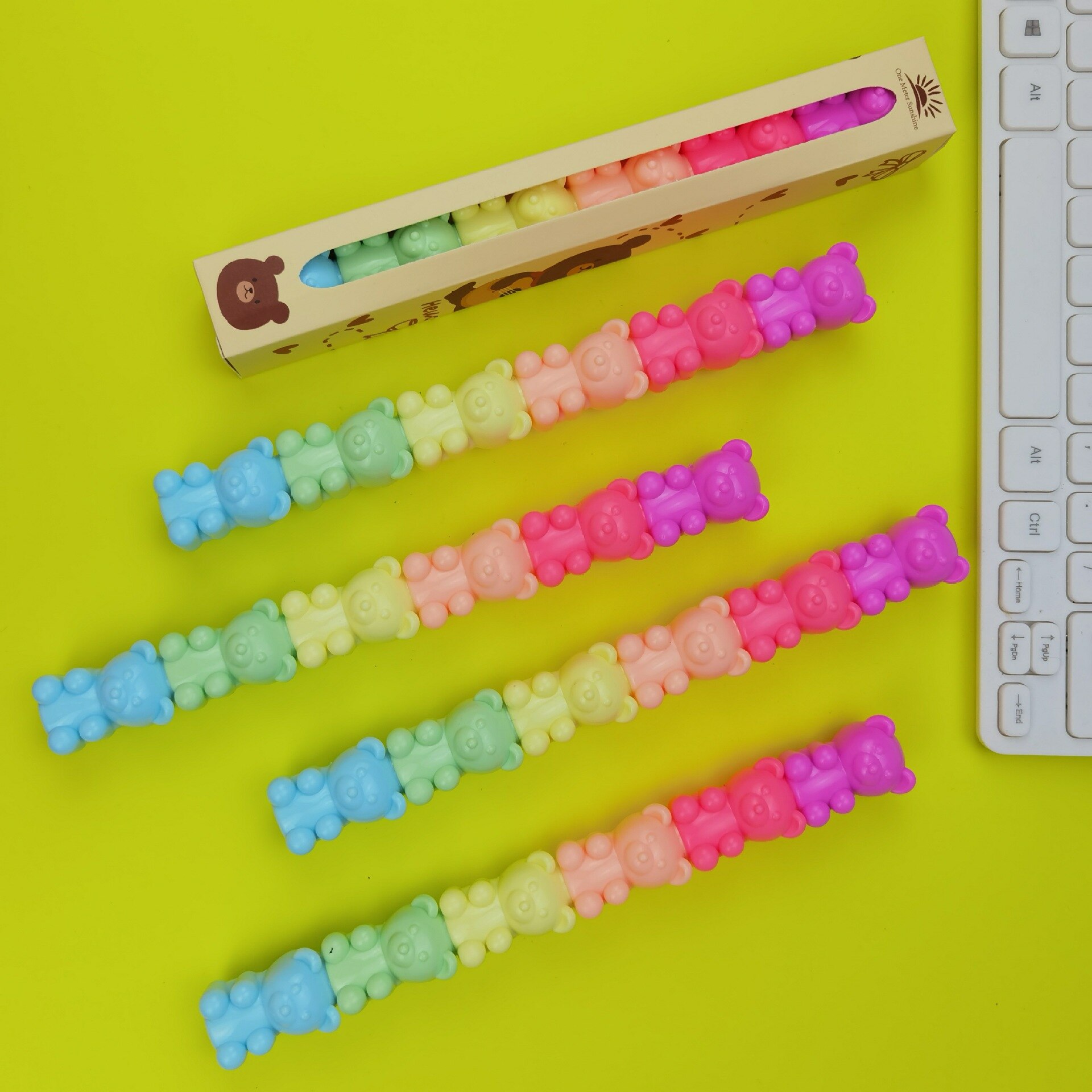12 Set/partij Creatieve Mini Beer Markeerstift Kawaii 6 Kleuren Tekening Schilderen Art Marker Pen Schoolbenodigdheden Briefpapier