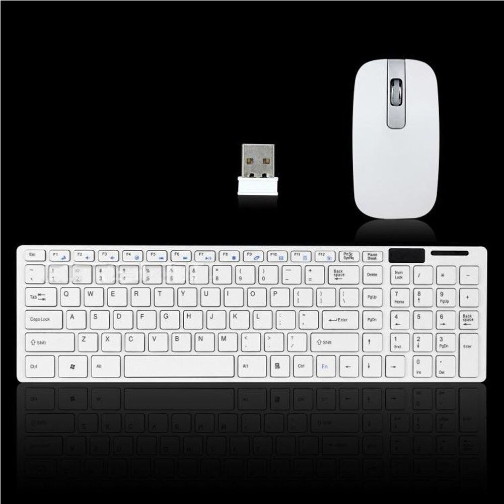 2.4G Ultra Thin Wireless Keyboard Mouse Kit Suit Optical Keyboard and MouseB Receiver Kit with Keyboard Protective Cover