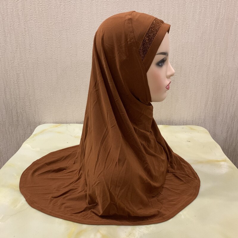 One Piece Instant Muslim Hijab Fashion Scarf Malaysia Arab Women Plain Soft Double-layer Round-edged Elastic Inner Caps Hijabs