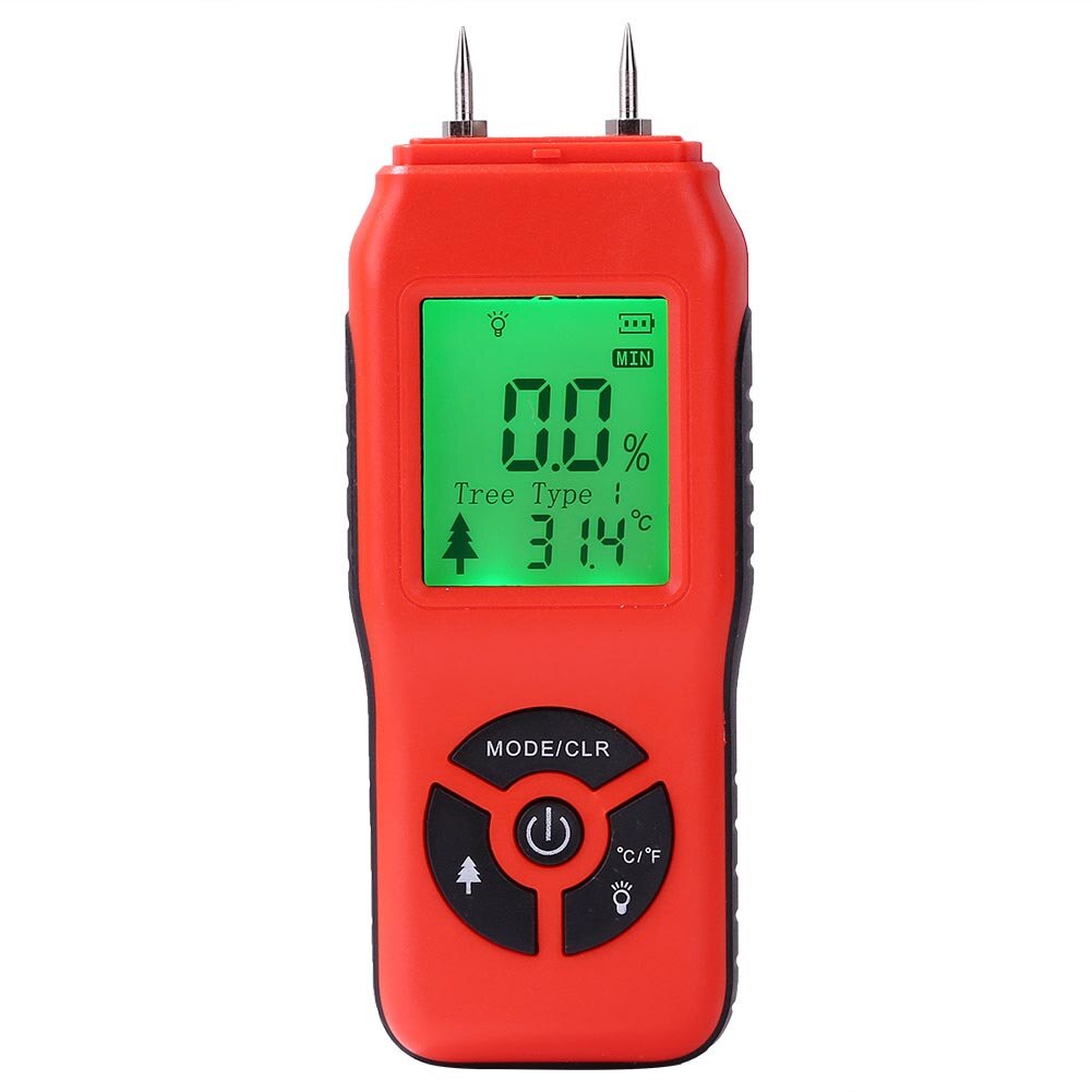 Tool Practical Backlight Measuring Humidity Firewood Wood Moisture Meter Data Hold Digital Handheld LCD Display Two Pins