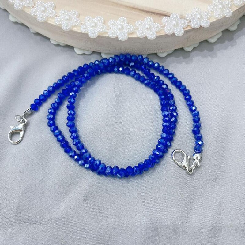 Cadena para mascarilla facial con cuentas de cristal para hombre y mujer, cadena para gafas de sol con cuello, cordones, accesorios para gafas: Royal Blue