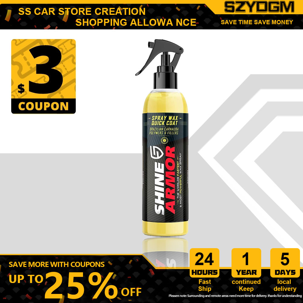 Shine Armor Car Wax with Carnauba Wax - Liquid Spray Wax for Car - Hybrid Hydrophobic Car Polishing Spray Car Sealant
