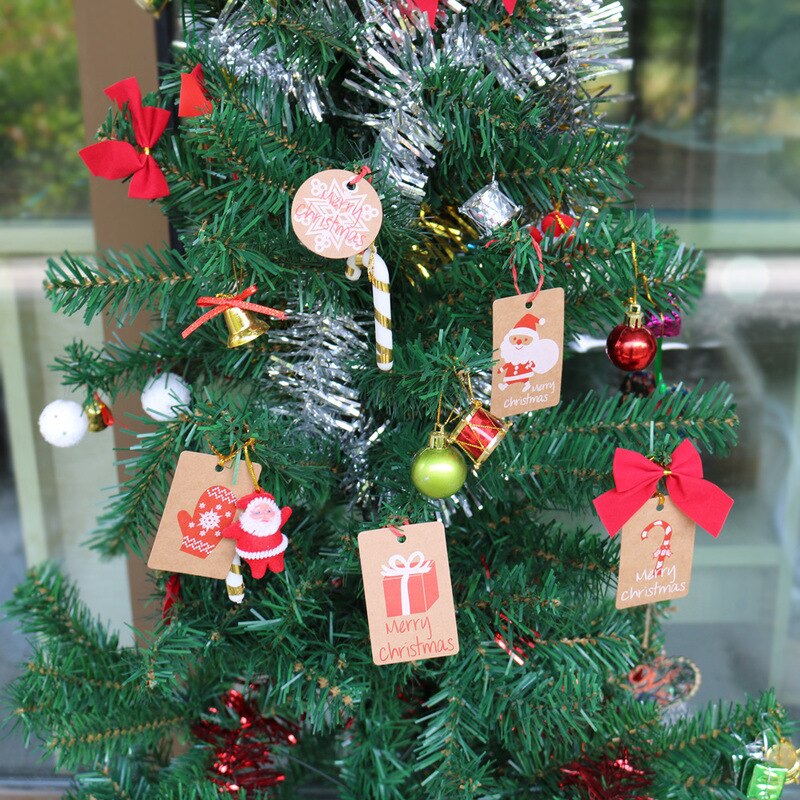 Multi-stil kraftpapir tags glædelig jul hænge tag med reb håndlavede tak etiketter for året jule indpakning forsyninger