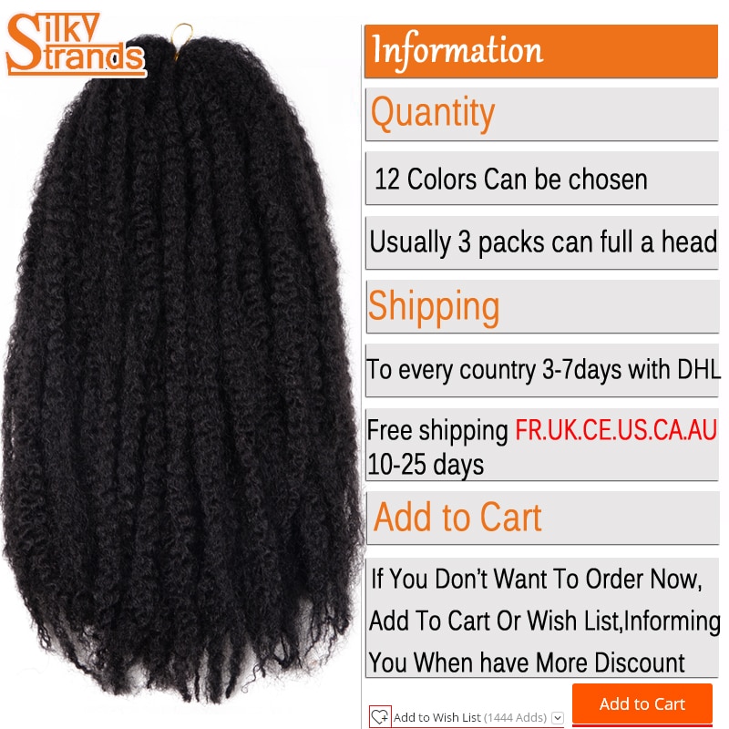 18 Inch Ombre Marley Braids Crochet Hair Bulk Twist Box Ombre Afro Synthetic Jumbo Braiding Hair Extensions For Black Women