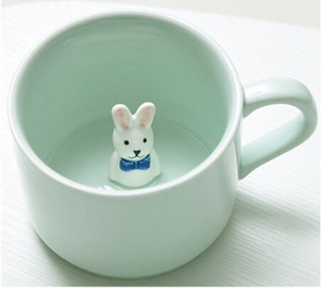 Cartoon Ceramic Mugs Cute Animal Coffee Milk Tea Cup 220ml Novelty Birthday Mugs: Rabbit