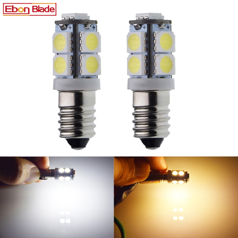 Pair E10 Screw LED Bulbs For Focus Flashlight Replacement Bulb 3V 6V 12V 24V DC 1447 Torch Work Light Lamp 9SMD 5050 Warm/White