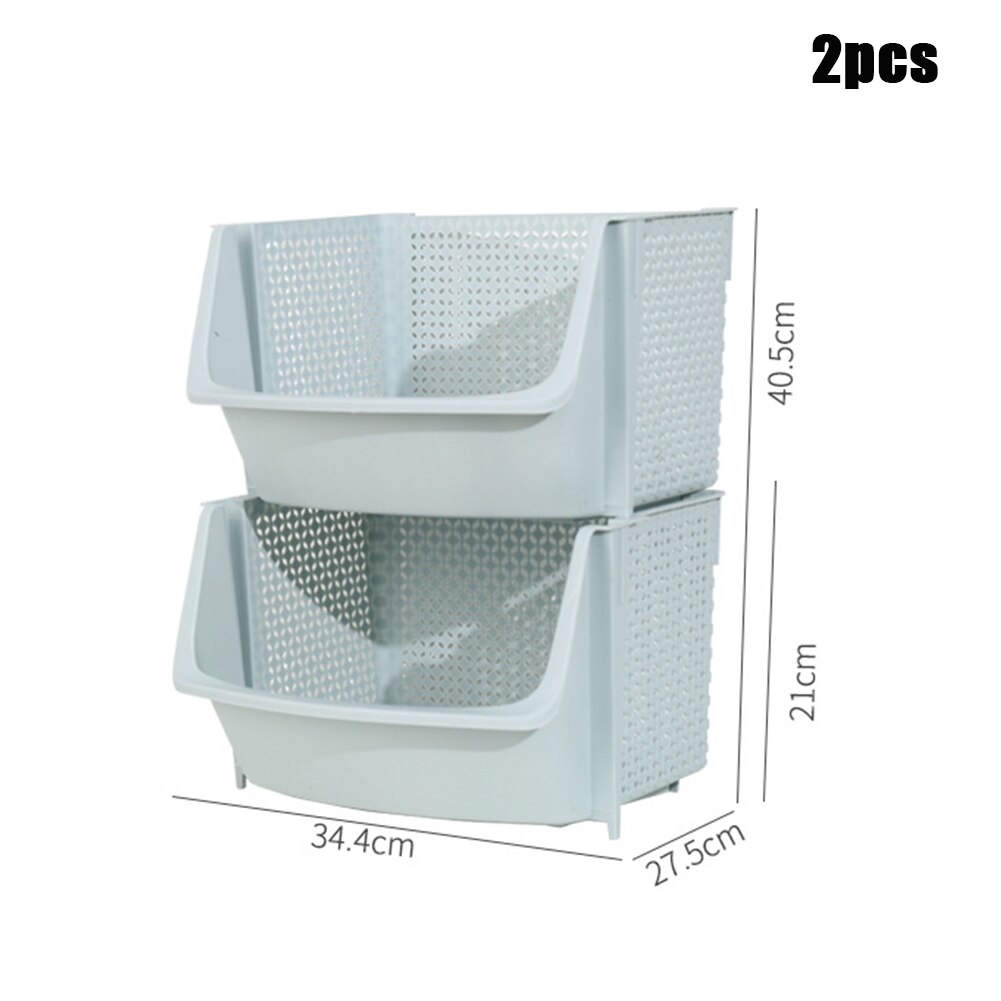 Kitchen Storage Basket Plastic Multi-functional Hollow Vegetables Fruit Racks Stackable Organizer FP8