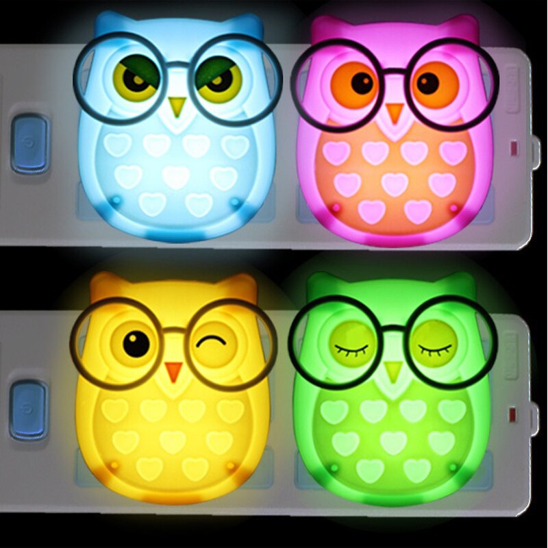 Owl Night light Automatic Sensor Light Control Lamp Toys for Kids Baby Room Led Lamp Animal Socket Veilleuse LED Decoration Toys