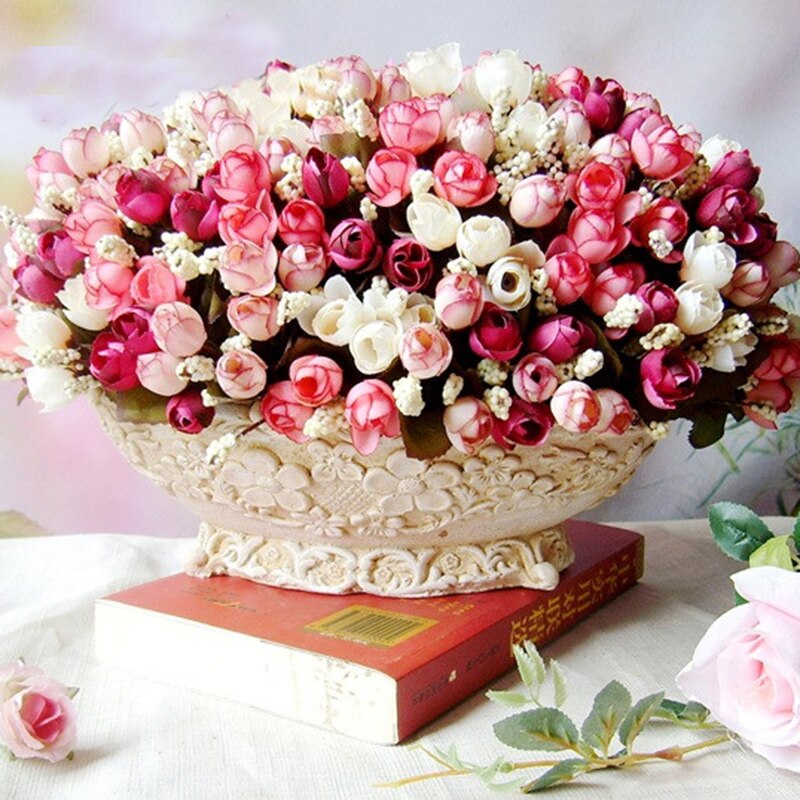 15 têtes de roses bractées simulation fleurs soie rose fleurs pour décoration maison mariage fête festival