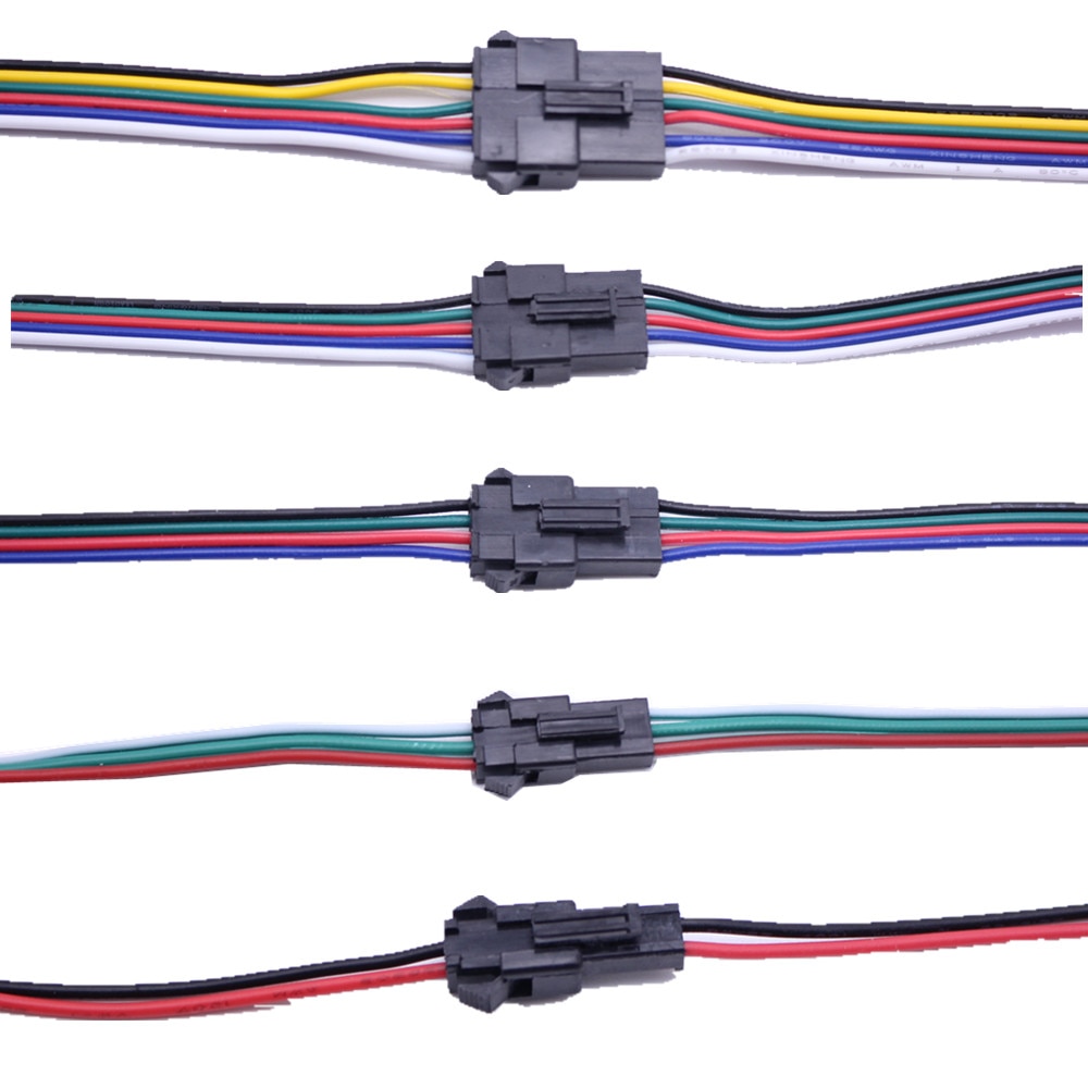 2pin 3pin 4pin 5pin 6pin led wire connector Male/female JST SM Plug Electronic Connector Wire cable for led light Driver CCTV