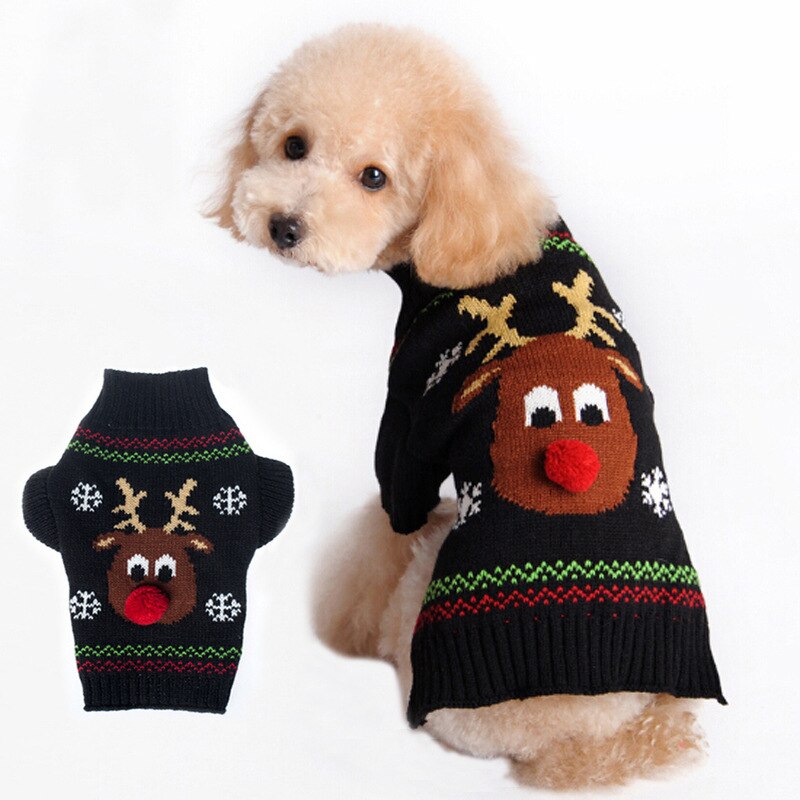 Jule kæledyr tøj rød næse hjorte kæledyr sweater lille medium og stor hund sweater