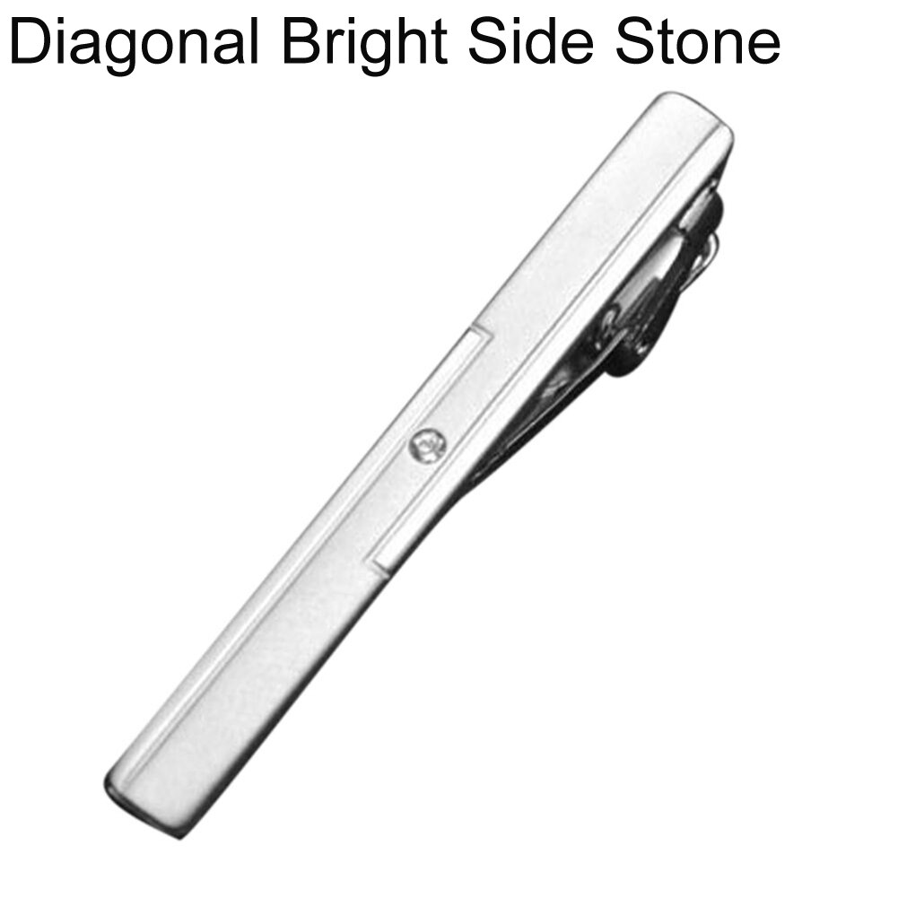 SALES! Men's Metal Simple Silver Necktie Tie Clip Clamp Pin Stickpin Business Wedding Suit 8 Style Optional: Bright Side Stone