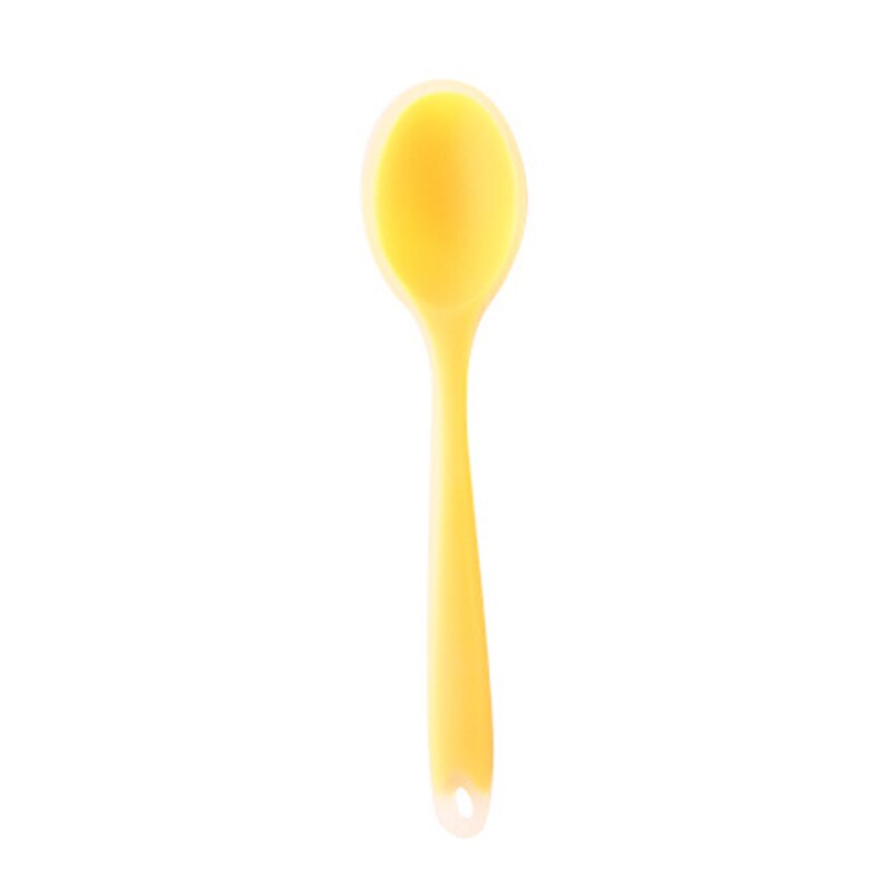 Colorful Silicone Spoon Heat Resistant Non-stick Rice Spoons Kitchenware Tableware Learning Spoon Cooking Kitchen Tool: Yellow