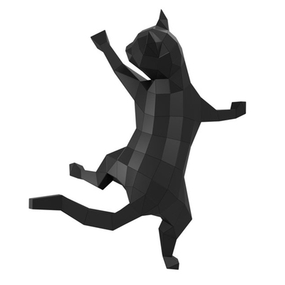 Papier Papercraft 3D Lowpoly escalade mur de chat noir, décoration murale de chambre à coucher, décorations artistiques de fête, couloir de maison, jouets à faire soi-même: B