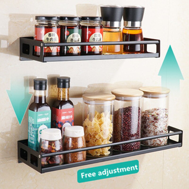Kitchen Spice Rack Stainless Steel Spice Rack Wall-mounted Non-perforating Spice Oil Salt Sauce Vinegar Storage Rack