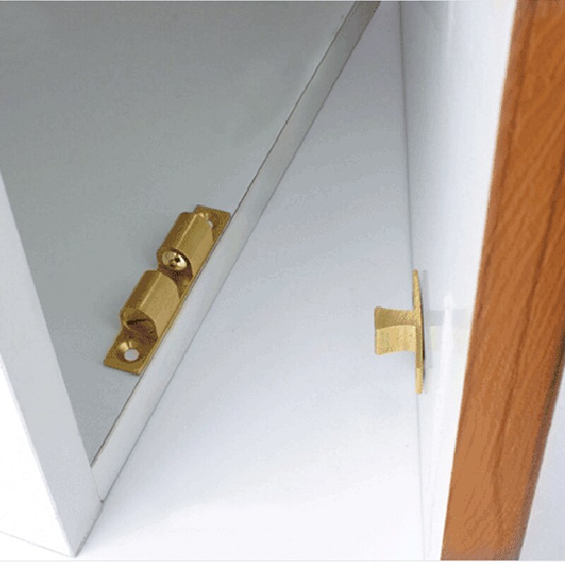 4Pcs 60mm Brass Double Ball Catch Cabinet Door Latch All Copper Touch Beads Lock Door Spring Clip Cabinet Door Catches