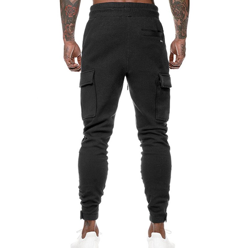 Stil overalls herre ensfarvet multipocket mærke herre sports fritidsbukser slim fit herrebukser med små fødder