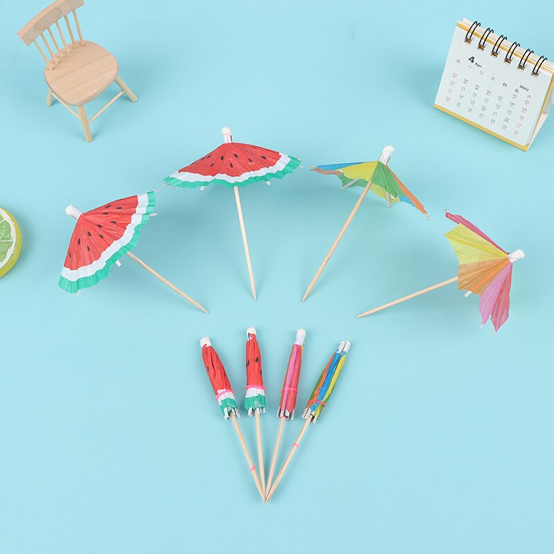 50Pcs Cocktail Paraplu Sticks Decoratieve Tandenstokers Fruit Cupcake Dessert Buffet Cocktail Parasols Drankjes Picks Party Servies