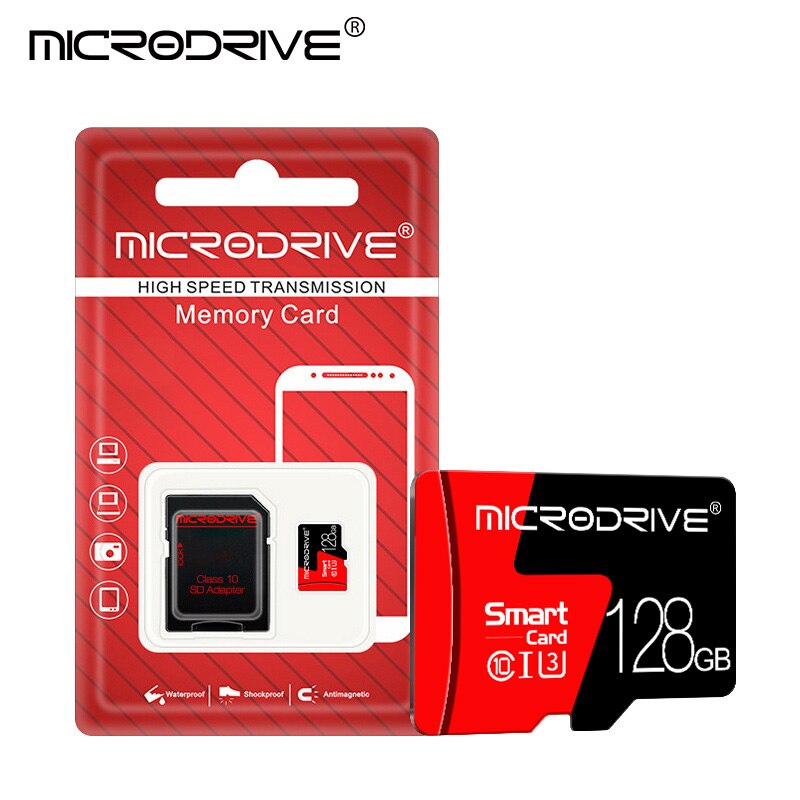 Micro Sd Tf Card 8 16 32 64 128 256 Gb Klasse 10 Flash Geheugen Microsd-kaart 8Gb 16gb 32Gb 64Gb 128Gb 256 Gb Voor Smartphone Adapter: 128GB