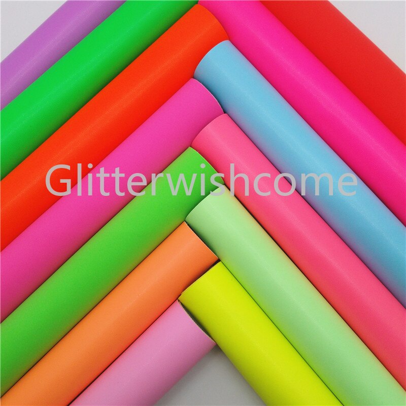 Glitterwishcome 30X134CM Mini Roll Neon Faux Leer Stof, Synthetisch Leer Lakens, fluo PU leer Stof voor Bows, GM432
