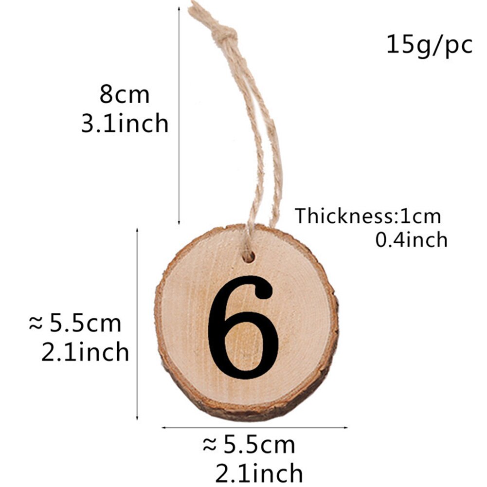 10pcs Craft Figure Card Table Number Hanging Ornament Party Supplies Digital Wedding Wooden Rustic Seat Round Centerpieces