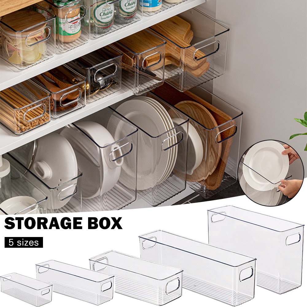 5 größen Kunststoff transparent Kühlschrank Lagerung Kasten Stapelbar Küche Schrank Schrank Organisatoren Lebensmittel Container Gewürz Veranstalter