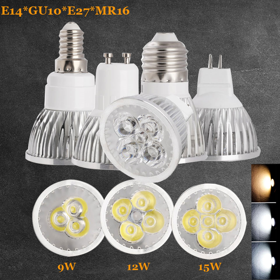 Gu10 e27 e14 LED lampe licht dc 12v Herr16 strahler 9w 12w 15w ersetzen halogenlampe ac 110-240v 3000k 4000k 6500k energie sparend