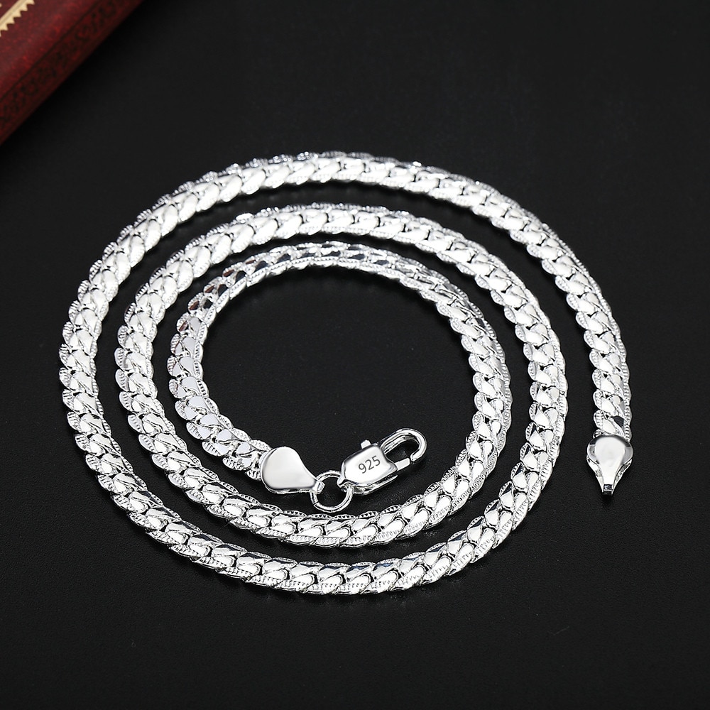 45-60CM argento Sterling 925 larghezza 6mm design di marca di lusso catena raffinata collana per donna uomo moda gioielli da fidanzamento