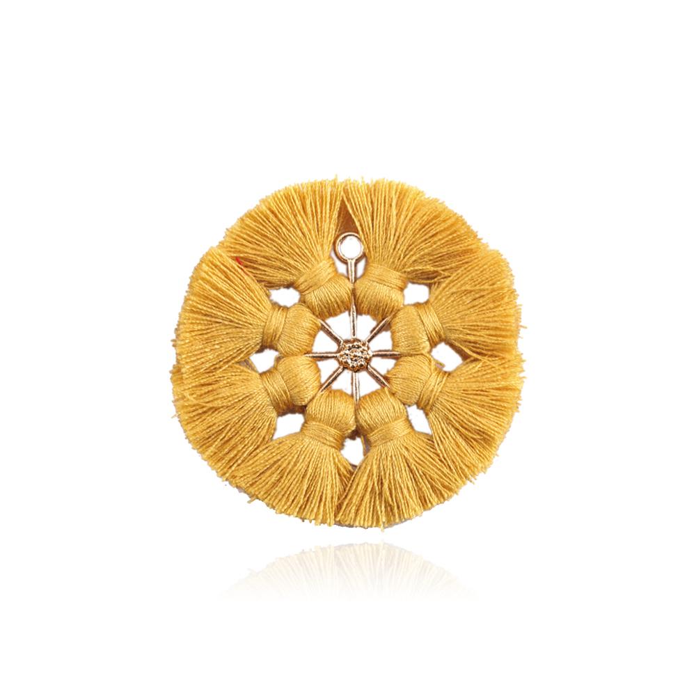 5Pcs/lot Alloy Tassels Charms Pendant Earring 8 Colors Round Pendant Necklace Findings for DIY Jewelry Making Accessories