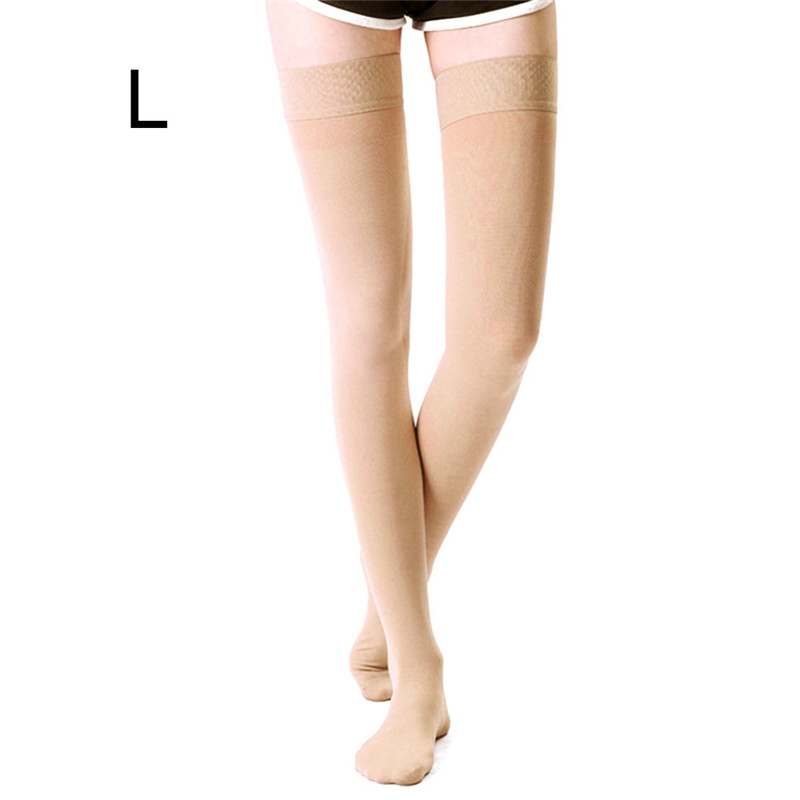 M-XXL Elastic Open Toe Knee High Stockings Calf Compression Stockings Varicose Veins Treat Shaping Graduated Pressure Stockings: Nude 02 L