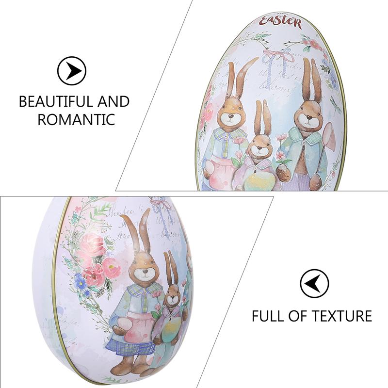 3pcs Easter Egg-Shaped Candy Box Decorative Tinplate Box Easter Day Accessories Party Package Box