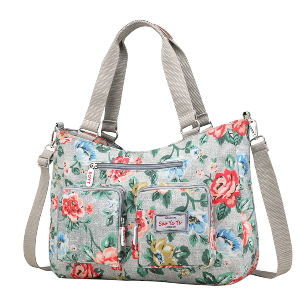 20 # Große Kapazität Ethnische Schulter Taschen Frauen Umhängetasche Bote Tasche Tote Einkaufstasche Blumen- drucken Schulter Taschen: C