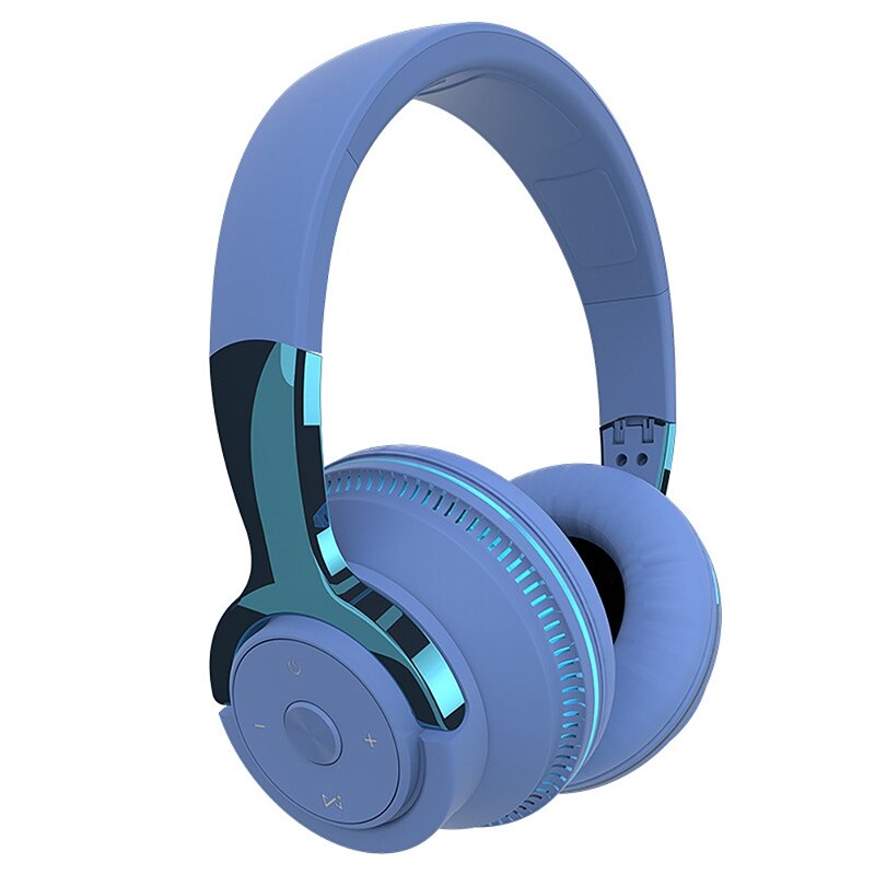 Cuffie Bluetooth Wireless H2 gioco di illuminazione colorata cuffie pieghevoli supporto Bluetooth/AUX cablato/riproduzione di schede: Blue