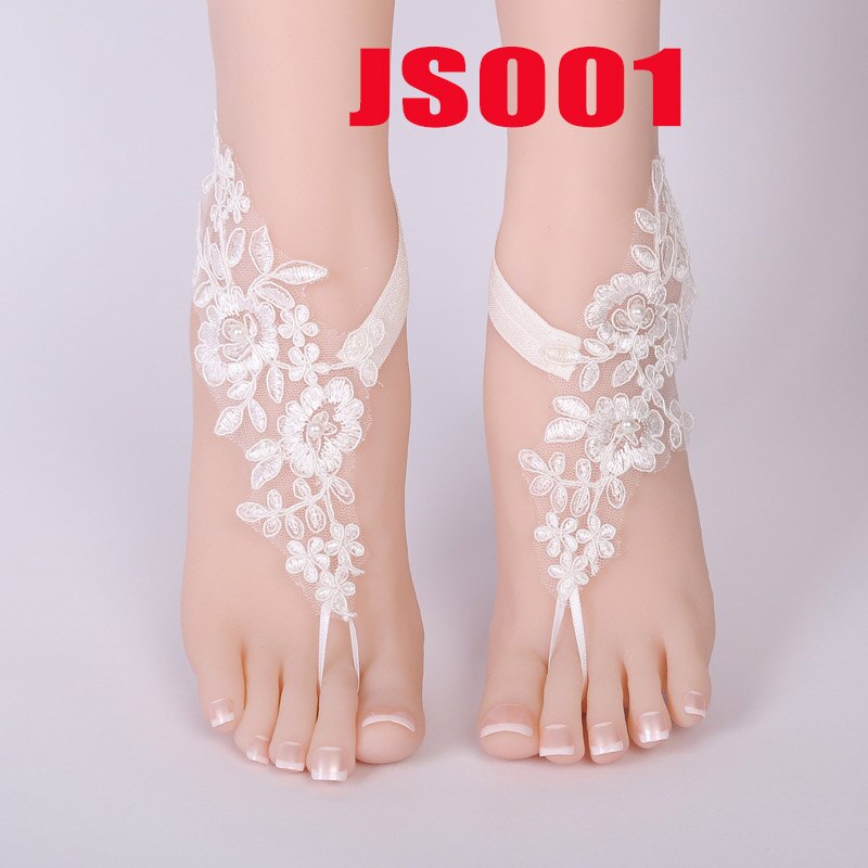 1 paar Wedding Bridal Enkelbanden Kant Decor Ketting Vrouwen Lady Beach Voet Sieraden Ketting Barefoot Sandalen Schoenen Accessoires: JS001
