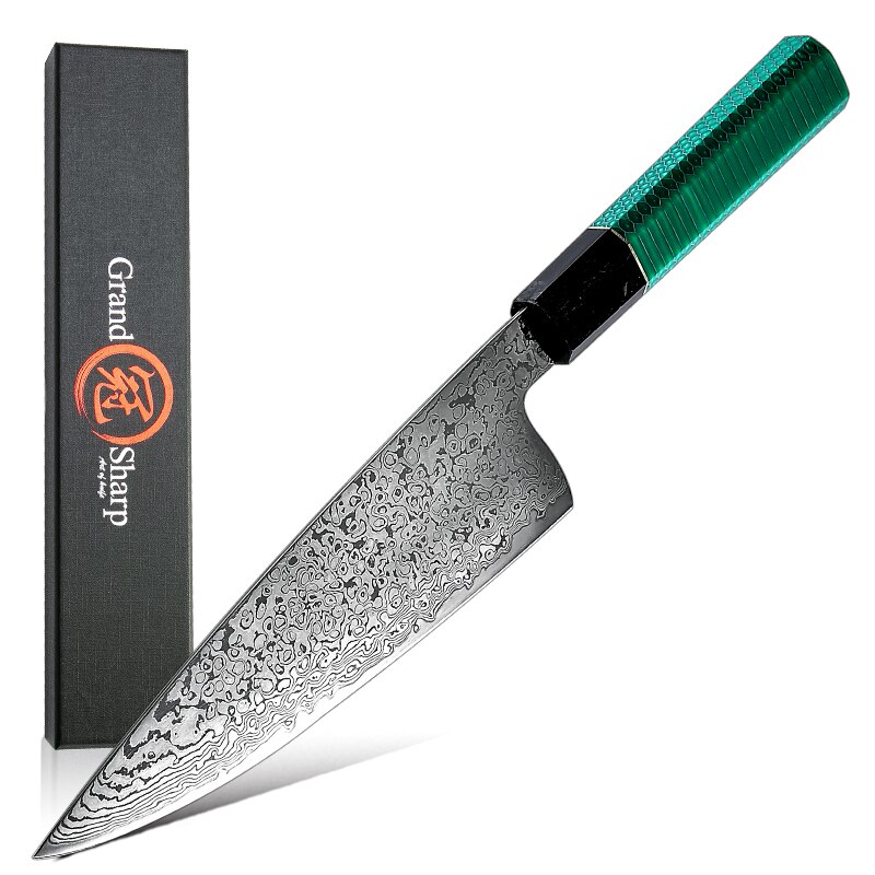 Couteaux de cuisine japonais damas Chef Kiritsuke Santoku, couteau d'office 67 couches VG10 damas en acier, outils Sashimi pour Sushi: chef knife