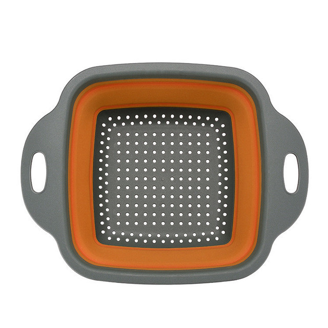 Colador plegable para lavar frutas y verduras, cesta, escurridor de platos de silicona, escurridor plegable, herramienta de almacenamiento de cocina: orange / 22X29cm