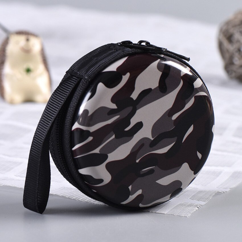 1PC Camouflage Style Headphone Holder Bag Candy Suitcase Portable Round Coin Purse Small Metal Candy Container Party X-max