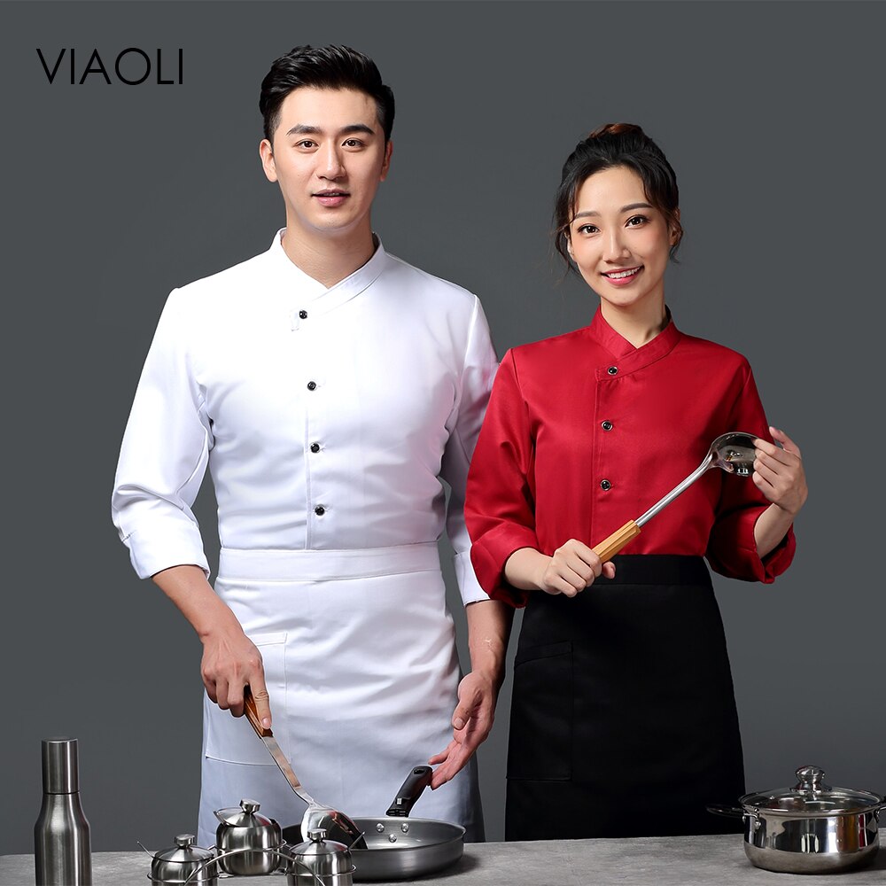 breathable casual chef jacket kitchen catering restaurant service uniform embroidered baking work uniform
