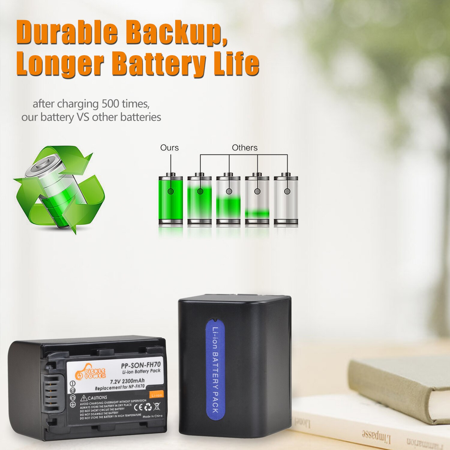 Batteria NPFH70 NP-FH70 + caricatore USB portato per Sony NP-FH30 NP-FH40 NP-FH60 NP-FH50 serie NP-FH70 HDR-XR