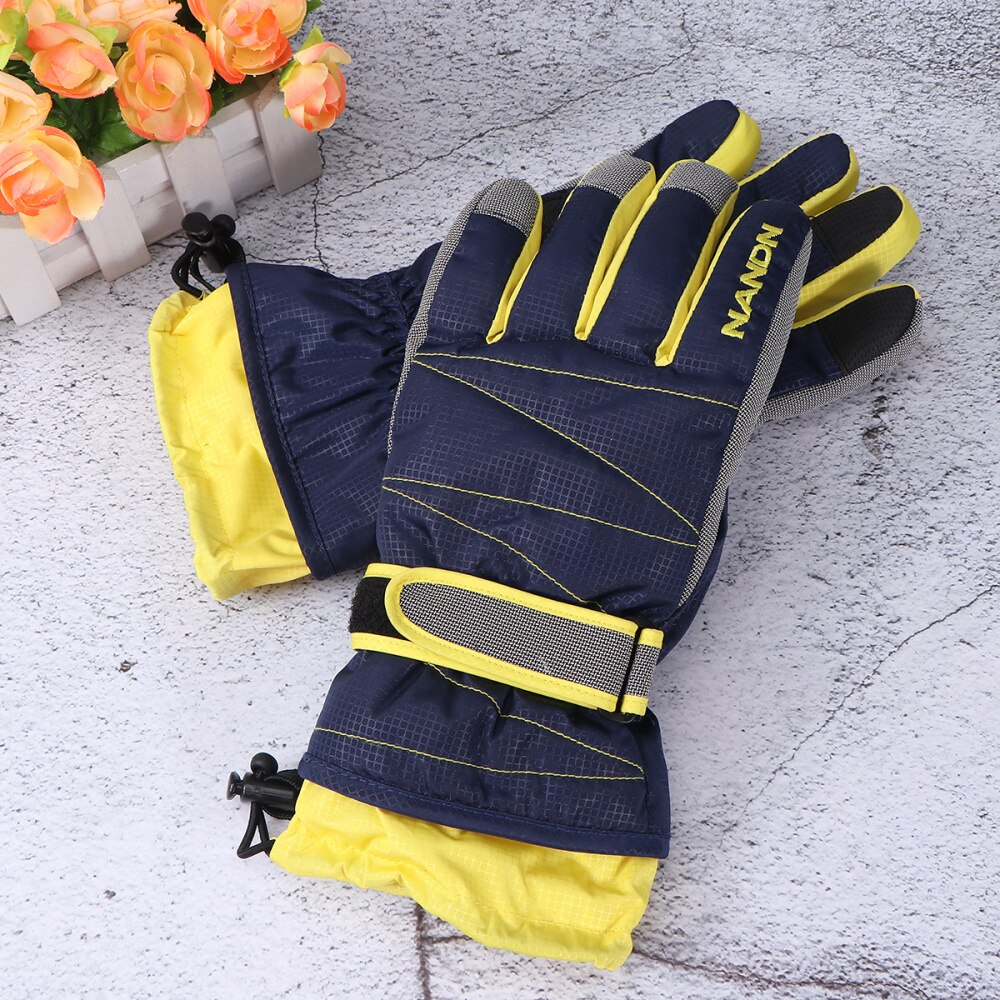 Cold Weather Super Warm Winter Snow Skiing Windproof Waterproof with Long Cuff for Snowboarding Riding (Blu