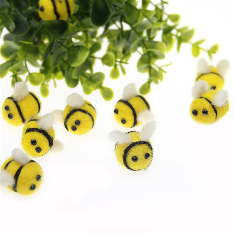 5pcs Handmade Needle Wool Felt Bee Home Party Hanging Decoration DIY Hair Accessories Finished 3D Cartoon Bee